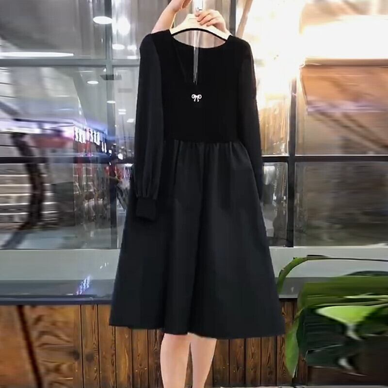 ドレス Vネック薄手スタイルウェストスカート 大きめサイズ ミックスインファッション22236090864