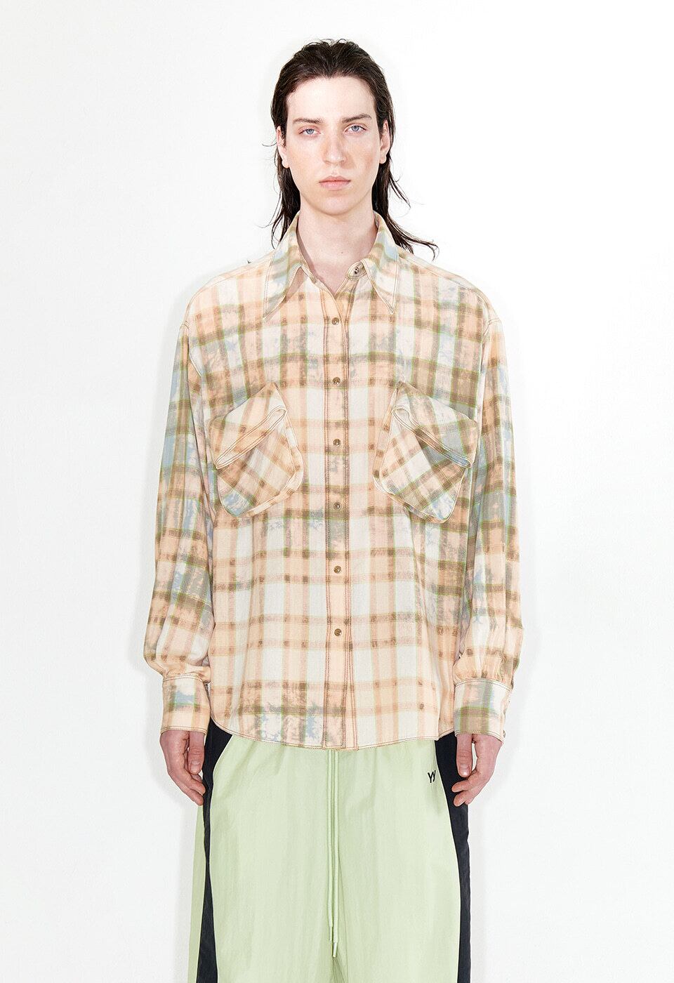 OPEN YY CHECK TIE-UP HAT KHAKI 即完売 OPEN YY Check Tie-Up Hat - Khaki | International Store