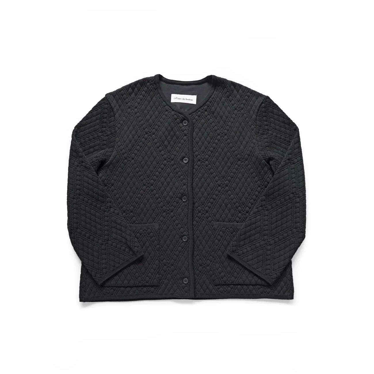 Porter des boutons │キルト柄ニットジャケット(black)