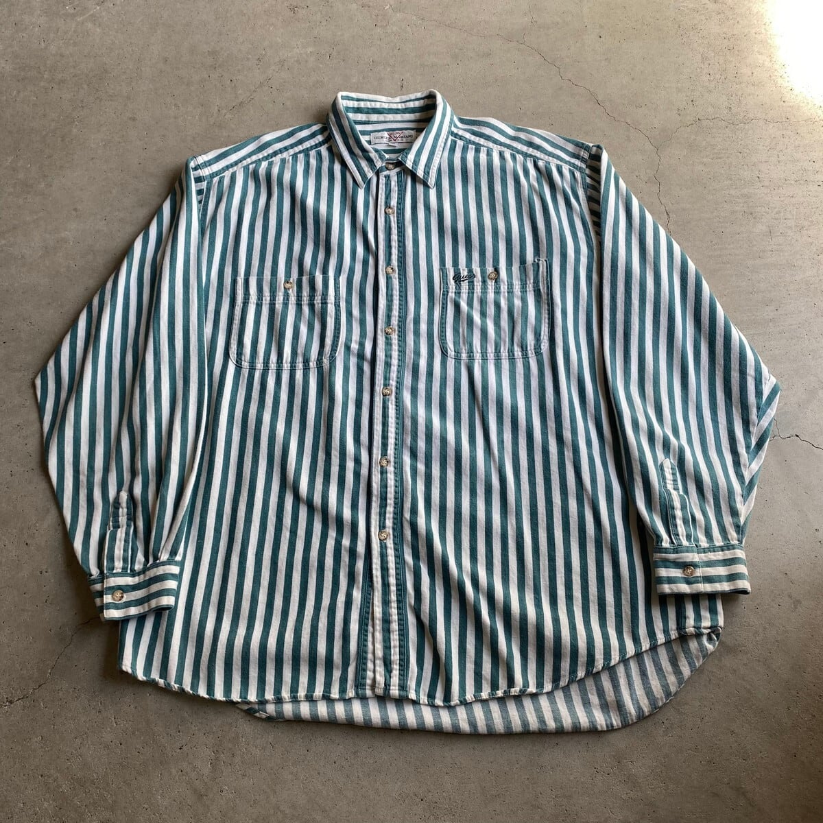 USA製 90年代 GUESS ゲス 長袖 ストライプシャツ メンズL 古着 90s ...