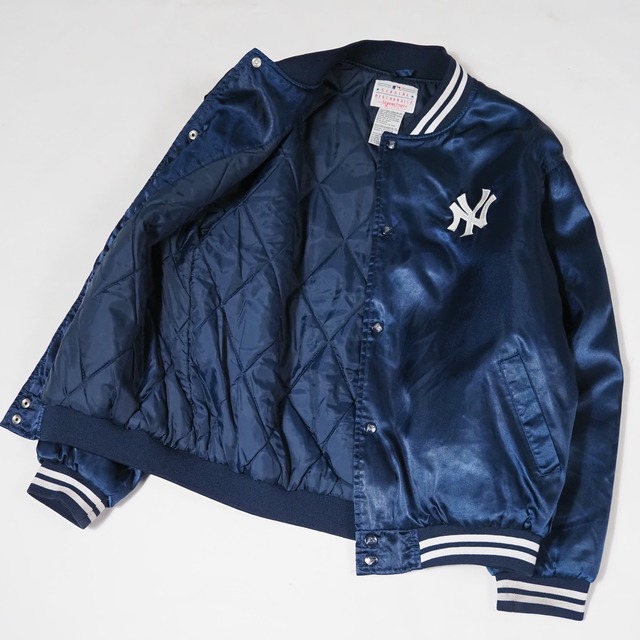 90’s MLB GENUINE MERCHANDISE【NEW YORK YANKEES】Nylon Varsity Jacket youth-XL ヤンキース サテン スタジャン