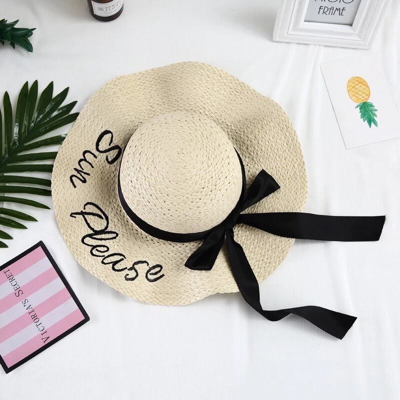 刺繍ロゴ入りストローハット リボン付き 麦わら帽子 全2色 | LILIANA
