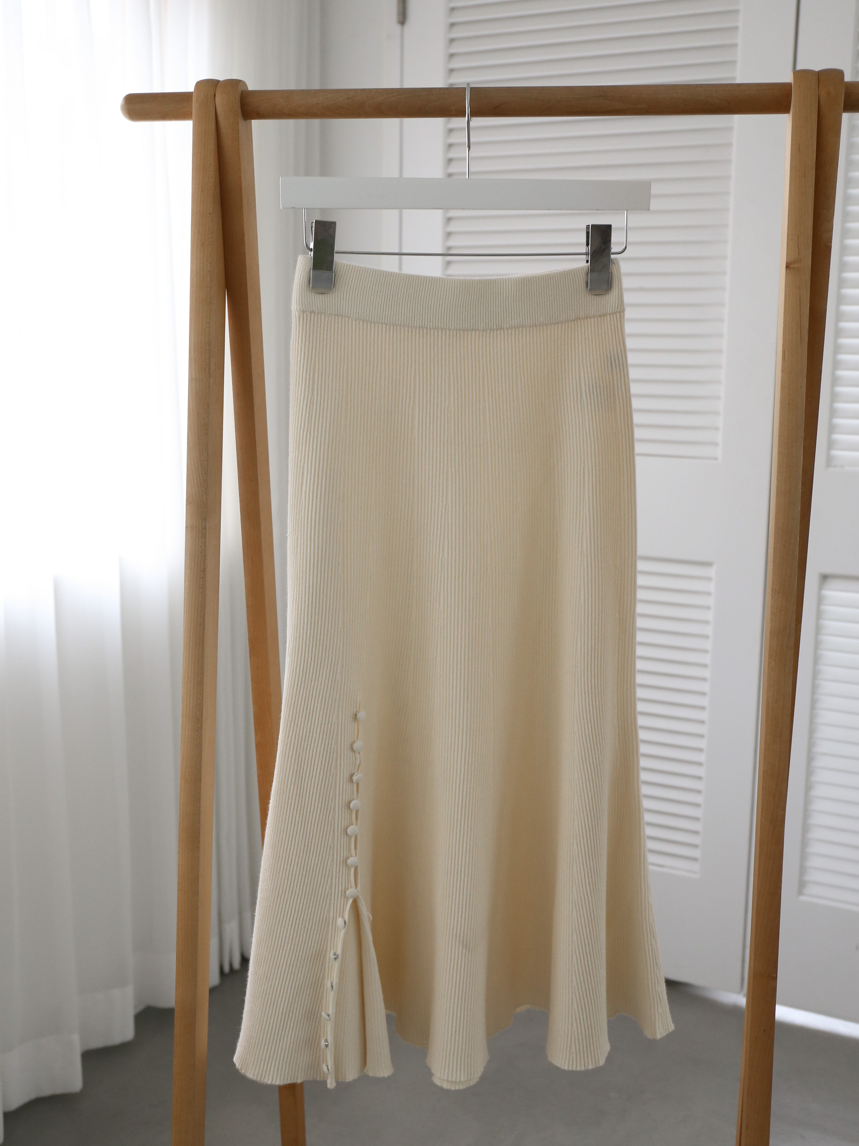 slit knit flare skirt（ivory）