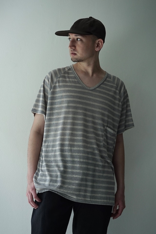 Linen Jersey Stripe / Prisoner Shirts（SILVER GRAY）