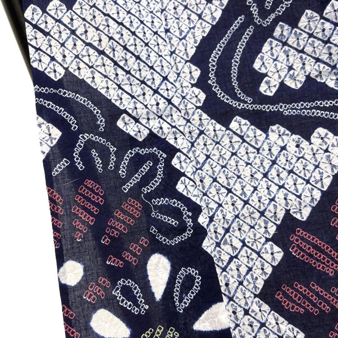 未着用 浴衣 有松鳴海絞り 花模様 藍色 着物 032a d | Pay ID