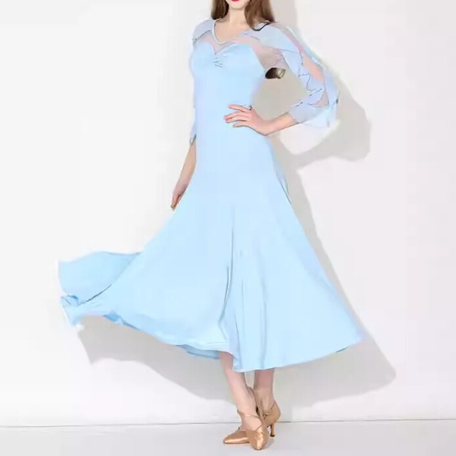 シースルーカット フレア ミモレ ダンスドレス　ds1499