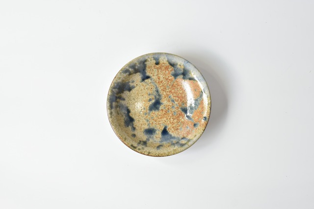 穂生窯 : 5寸皿 釉飛ばし 呉須