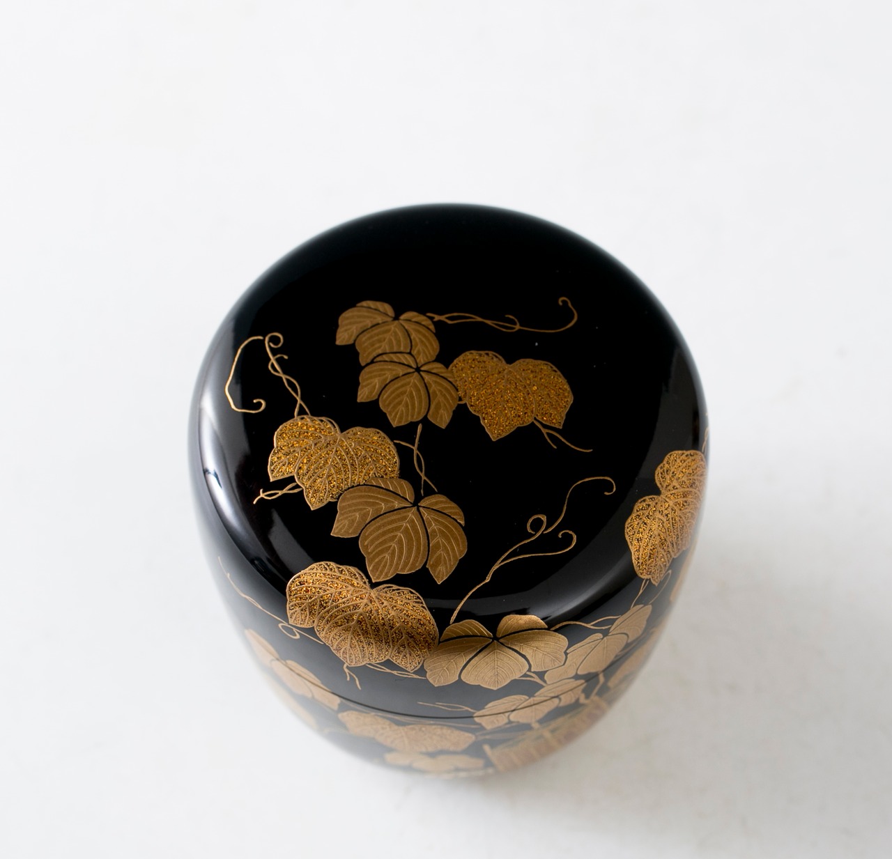 棗 内銀留蔦蒔絵 堀川蒼雲 堀内宗完 花押 書付 利休棗 加賀蒔絵 黒塗 