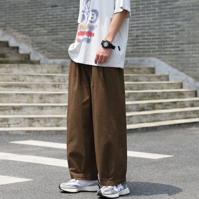 Vintage casual loose straight wide leg pants(MT1315)