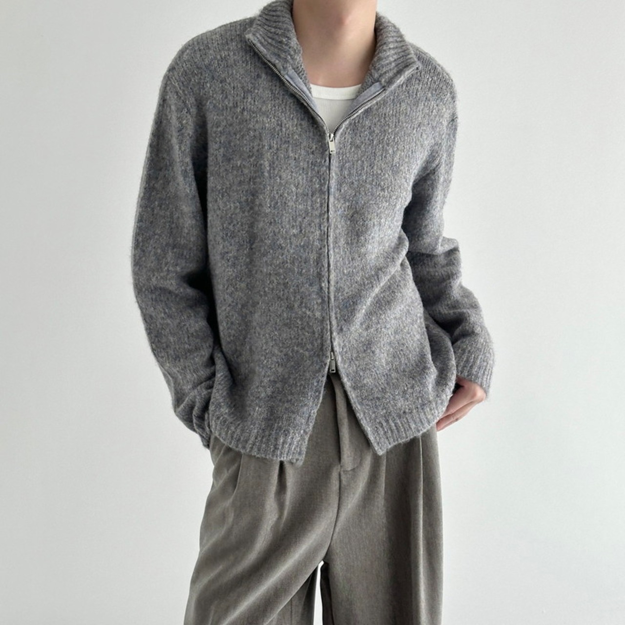 ダブルジップハイネックカーディガン　923