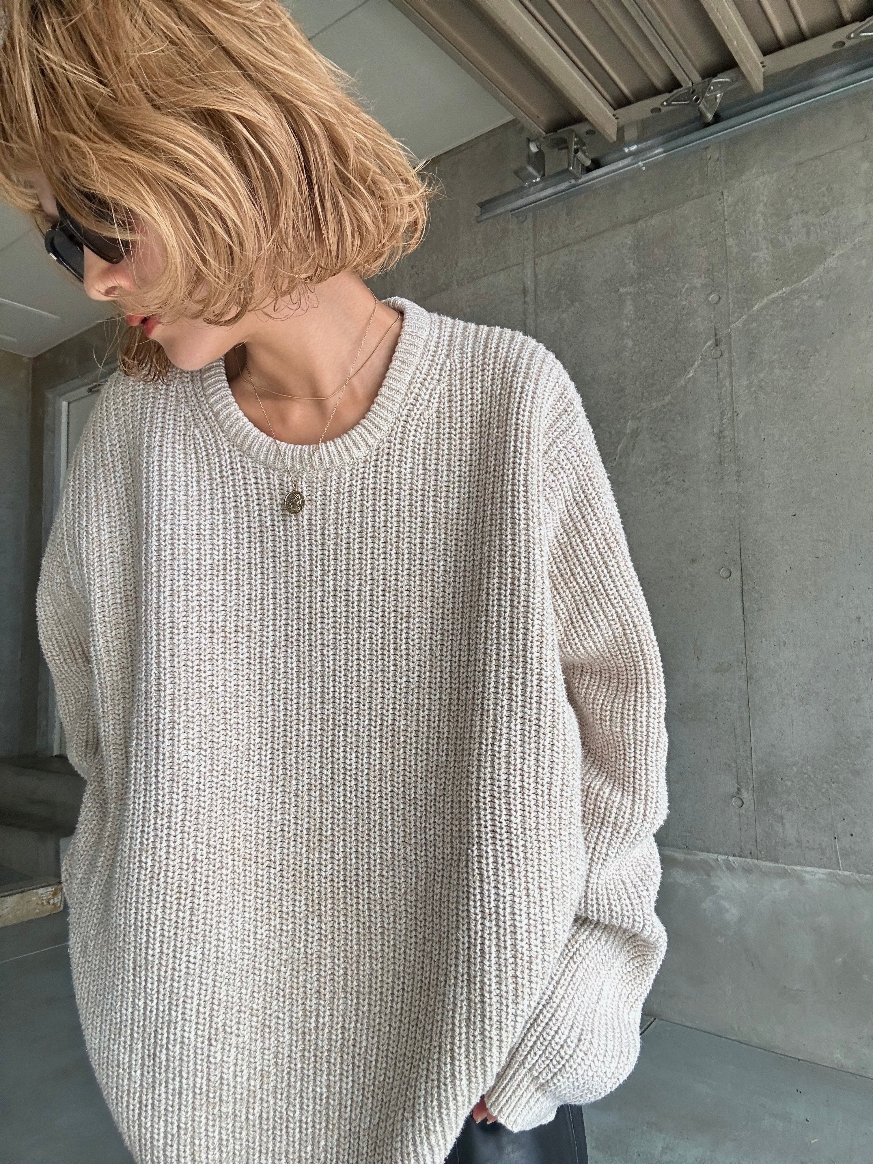 (KN536)90's Eddie Bauer cotton rib knit made in New Zealand