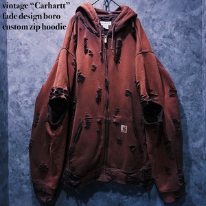 【doppio】vintage “Carhartt” fade design boro custom zip hoodie