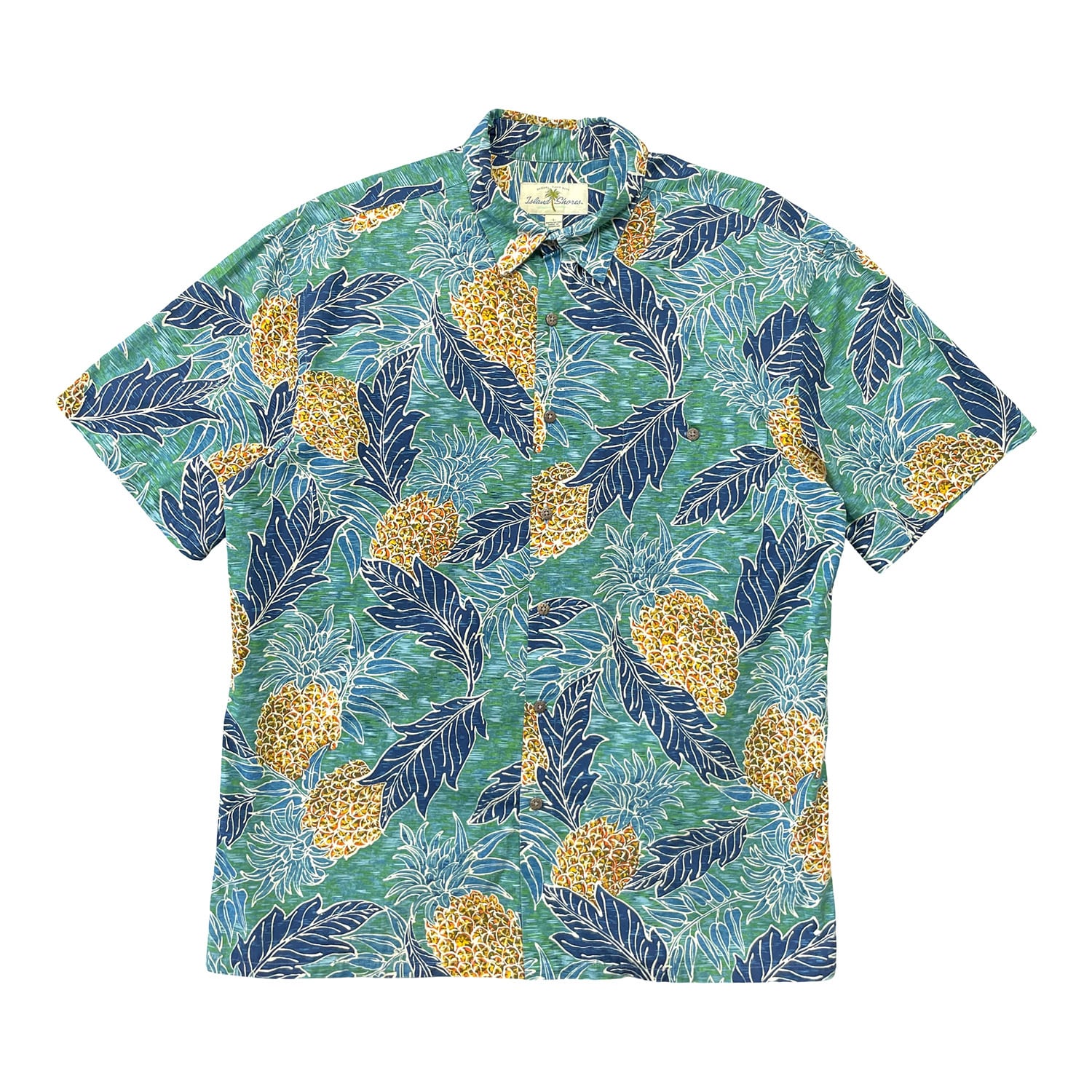 90s OLD STUSSY/ALOHA Shirt/USA製/紺タグ/M/アロハシャツ/総柄/開襟