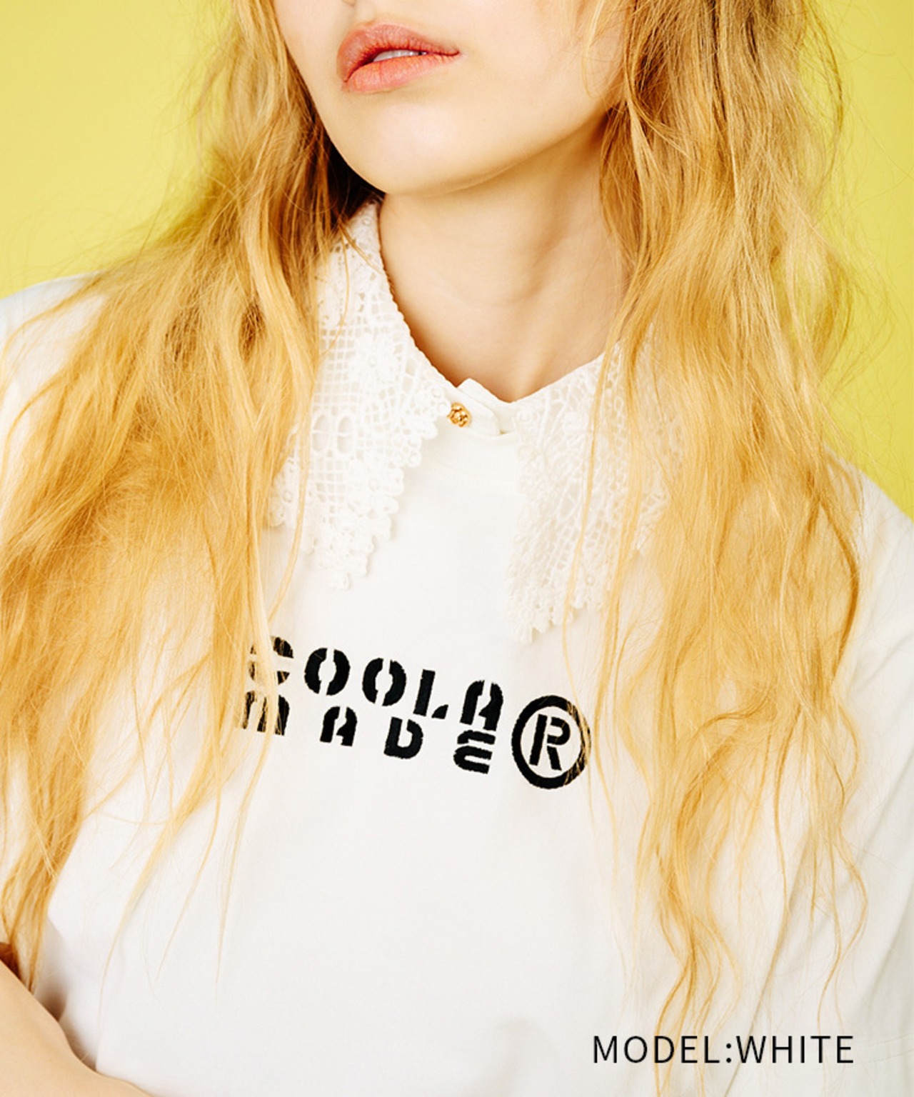 【直営限定ITEM】レースフロントボタンフェイクカラー (WHITE)　CQ-48505H