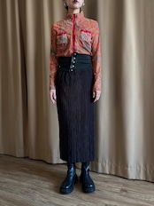 paisley pattern sheer high neck tops-5134-1