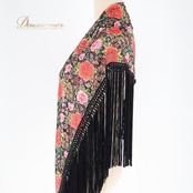 フラメンコ 衣装 シージョ ピキージョ 小物 ブラック系 黒 ピンク系 花柄 カラフル トライアングル フレコ ダンス 三角形 装飾 練習 舞台 花模様 フリンジコート イベント衣装 ダンス小物 ステージ用 フラメンコ小物 アクセサリー 練習用 コスチューム