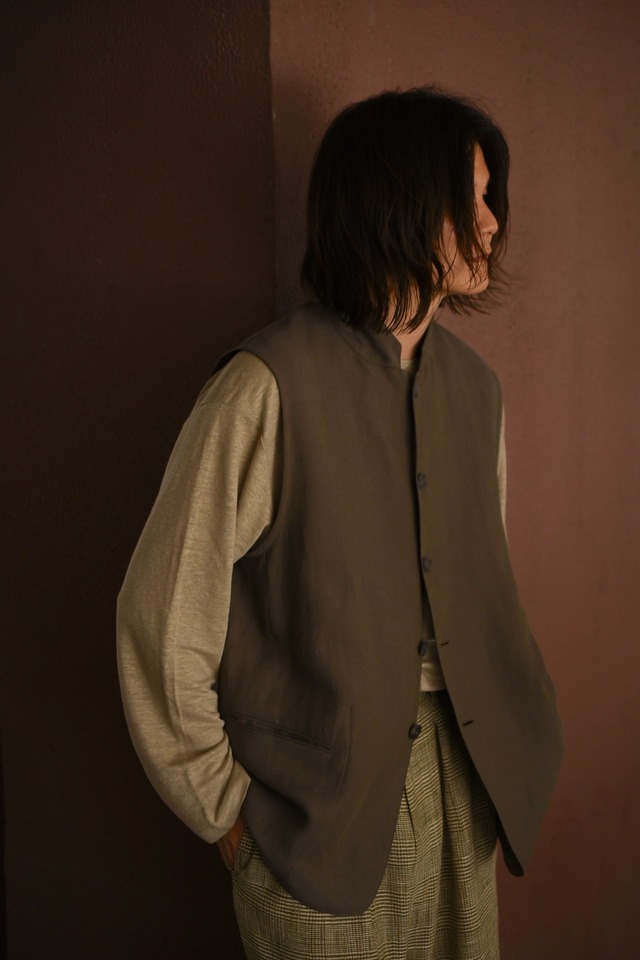m’s braque / STAND UP COLLAR GILET (Mocha)