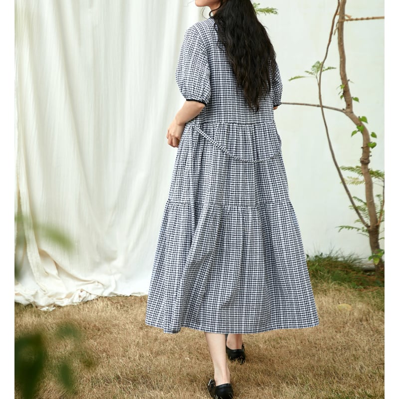 ギンガムチェックティアードワンピース M2201