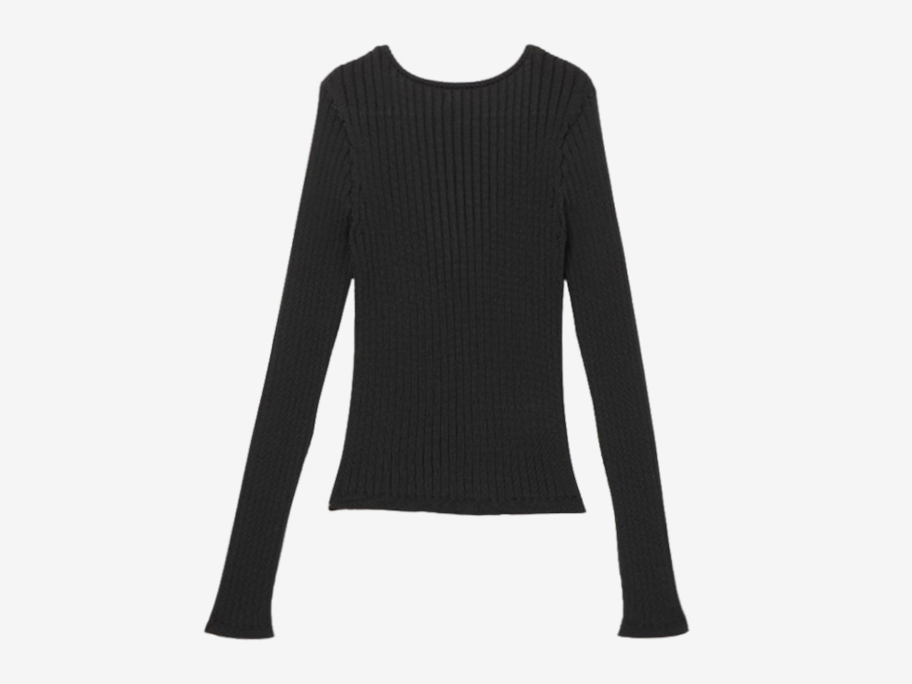 UMILE Yarn RIB PULLOVER / BLACK