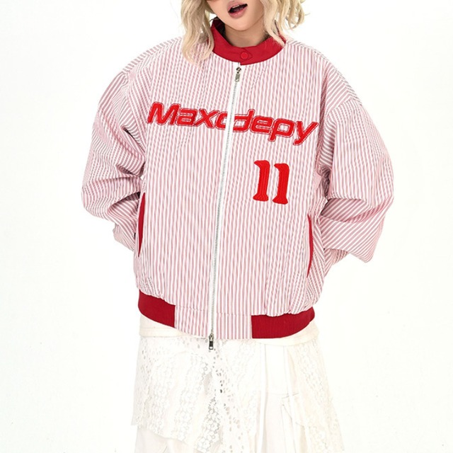 striped color baseball jacket　ストライプカラーベースボールジャケット　J1326