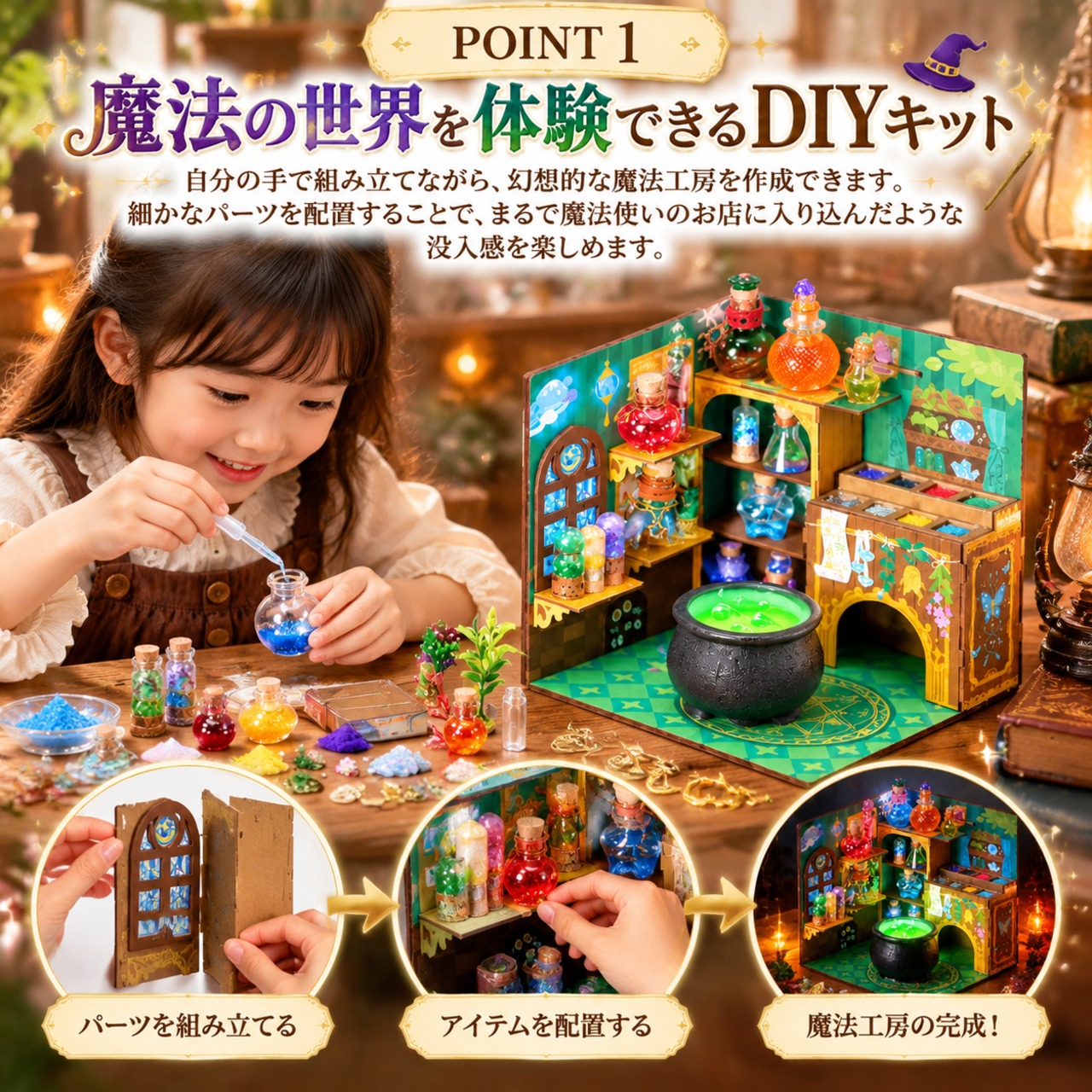 JT90.魔法の世界 DIYミニチュアハウス 魔法薬工房キット 手作り知育