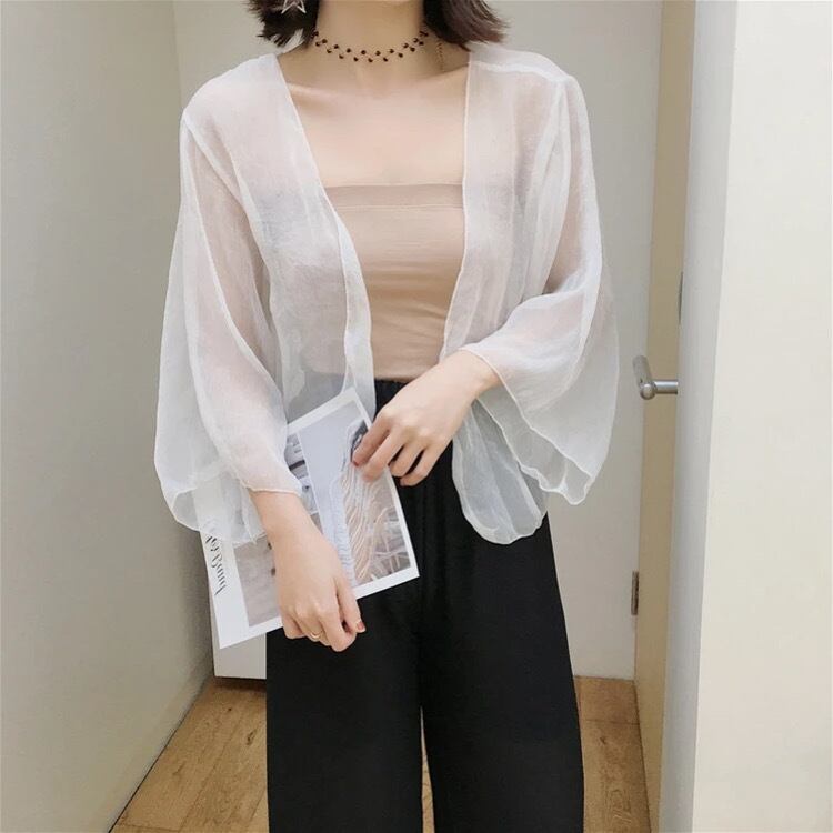 クリンクルシフォンストール風女優カーディガンcar260102