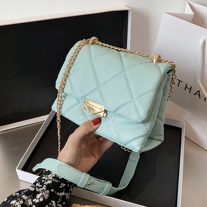 ウエスタンスタイルのセンススモールバッグ女性2020年夏のワイルドクロスボディバッグの新しいトレンドバージョン菱形チェーンショルダーバッグ 手作りハンドバック78023226288