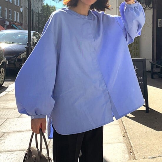 ノーカラーバルーンスリーブシャツ A0343 | Life365