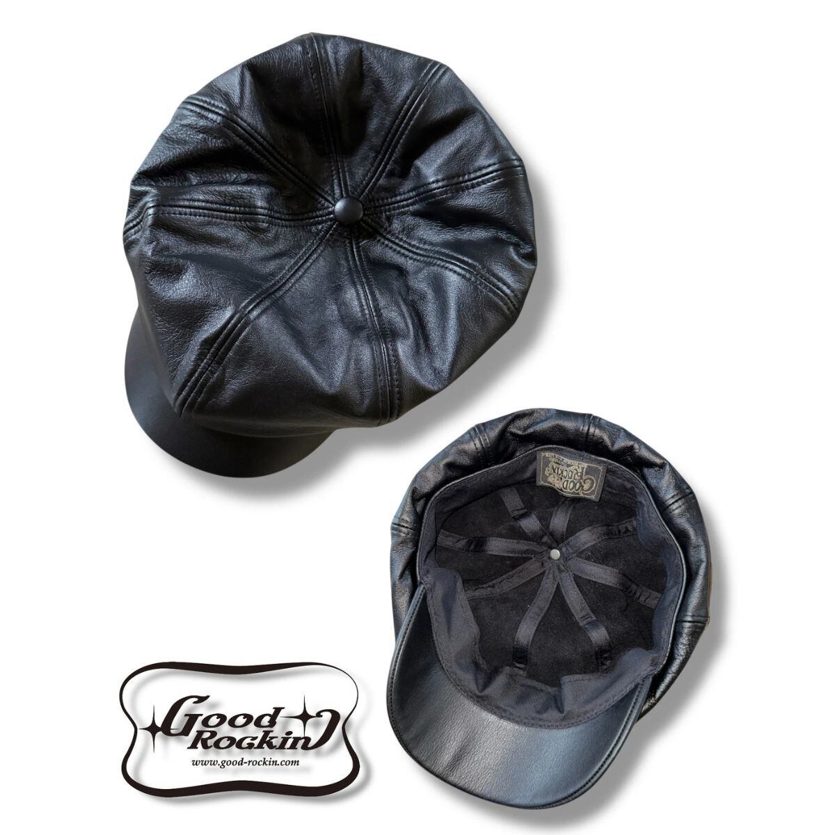 ブラックレザーキャスケット GOOD ROCKIN' ロカビリーファッション