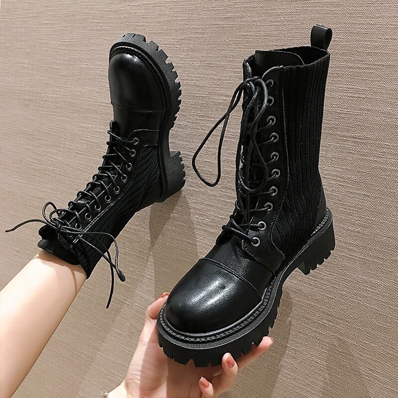 ブーツレディースオータムレッドニットブラックショート 靴 シューズ 秋物 フェイクシューズ75973976645