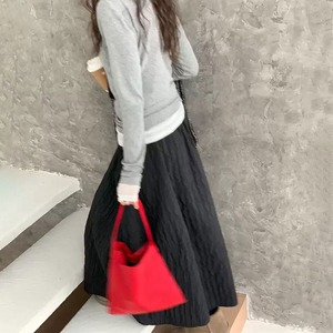 フレア スカート レディース 秋冬 ロング スカート 韓国 ハイウエスト ウエストゴム ボリューム 無地 体型カバー 着やせ 美脚見え 脚長見え きれいめ フェミニン 大人 カジュアル 通勤 通学 デート お出かけ 着回し [LW-CGK002]
