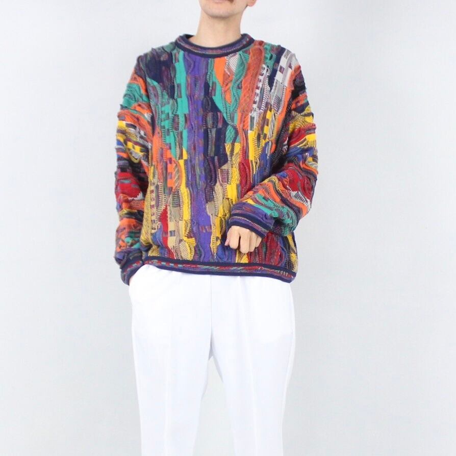 TUNDRA ナイスマルチカラー 3Dコットンニットセーター made in CANADA