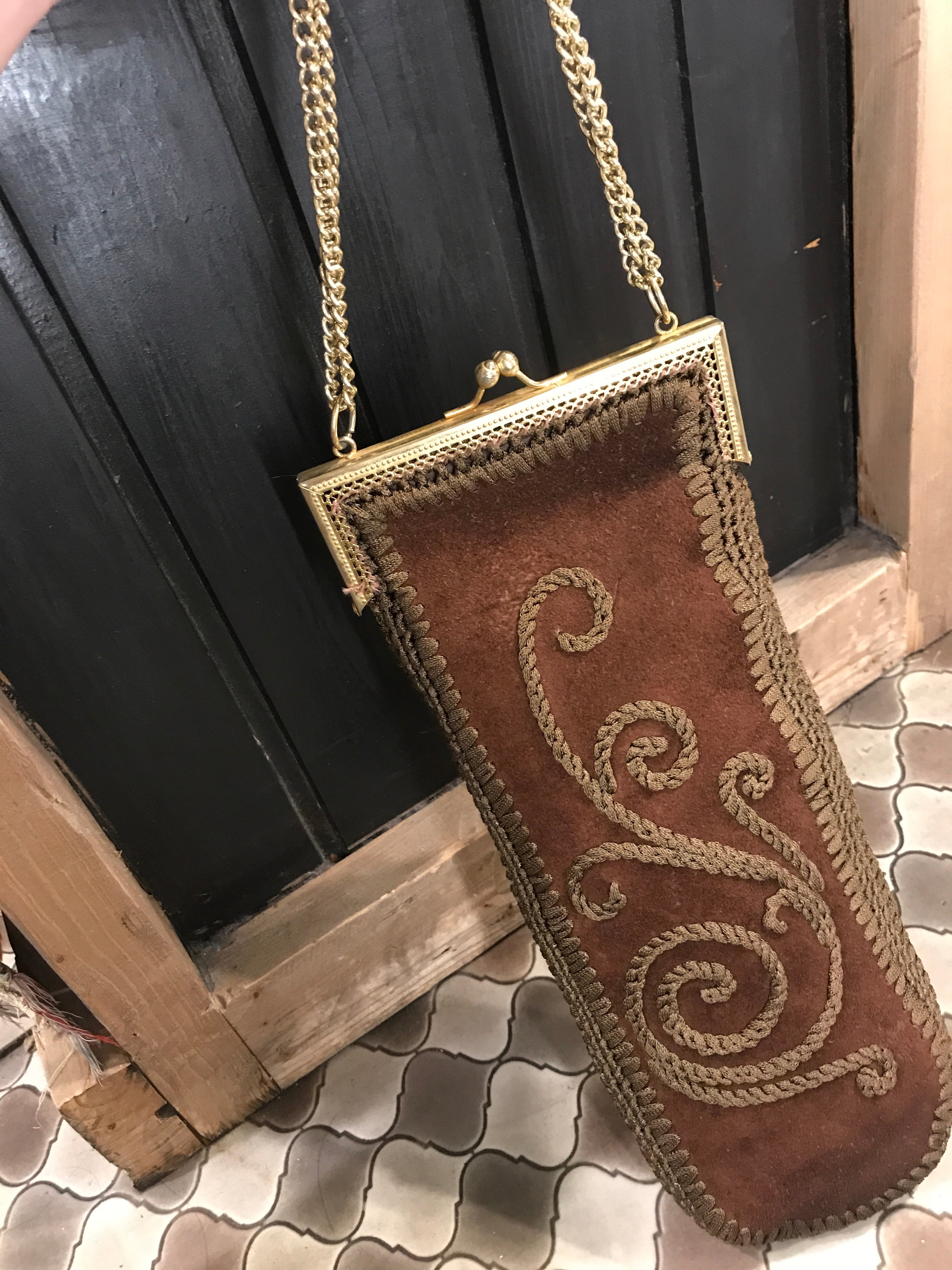 70s Italy suede leather bag ( ヴィンテージ イタリア 70s Italy suede leather bag ( ヴィンテージ イタリア