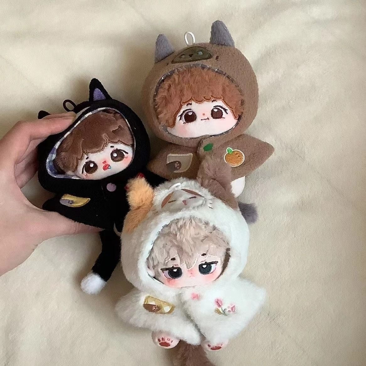 10cmぬいぐるみ用 猫耳フード付きケープ かわいい ふわふわ 着せ替え