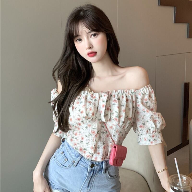 ショートスリーブシャツ ブラウス サマーフローラル 大人ガーリー スウィート キュート カジュアル 夏物 花柄 YY-ファッション63943652102