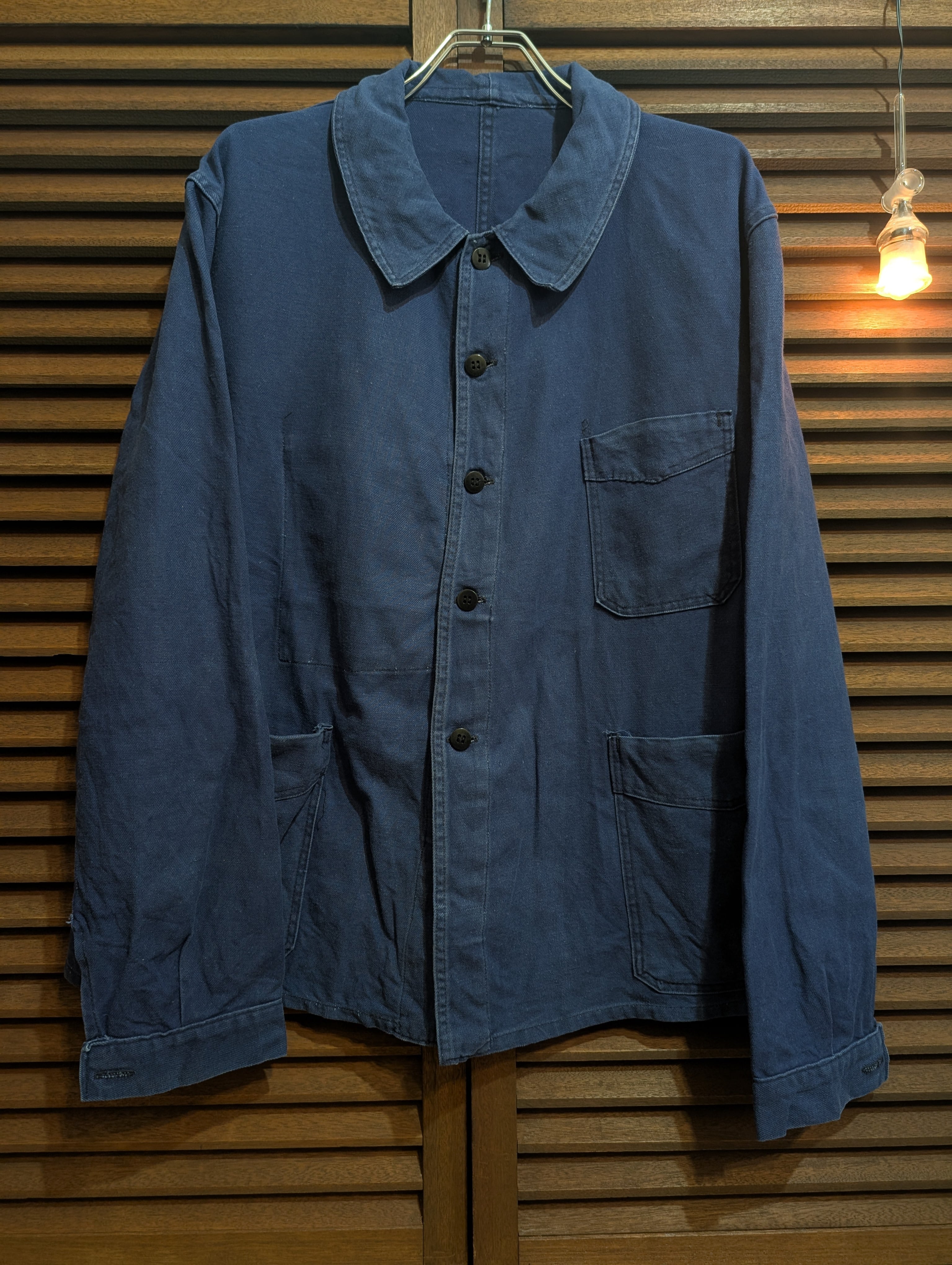 60s France Cotton Twill Work Jacket Mini Print Tag