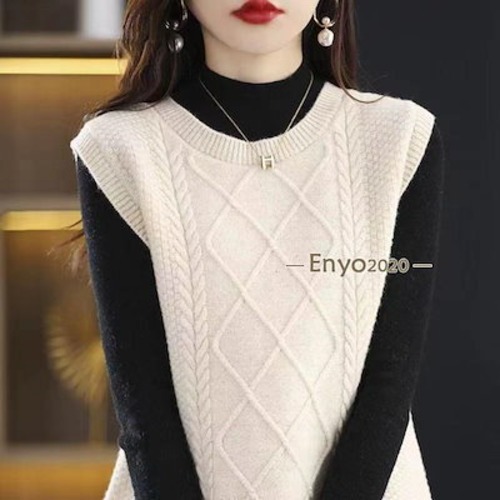 ニットベスト レディース トップス 無地 クルーネック 女性 ノースリーブ セーター Uネック コーデ カジュアル 女性 おしゃれ ファッション 春