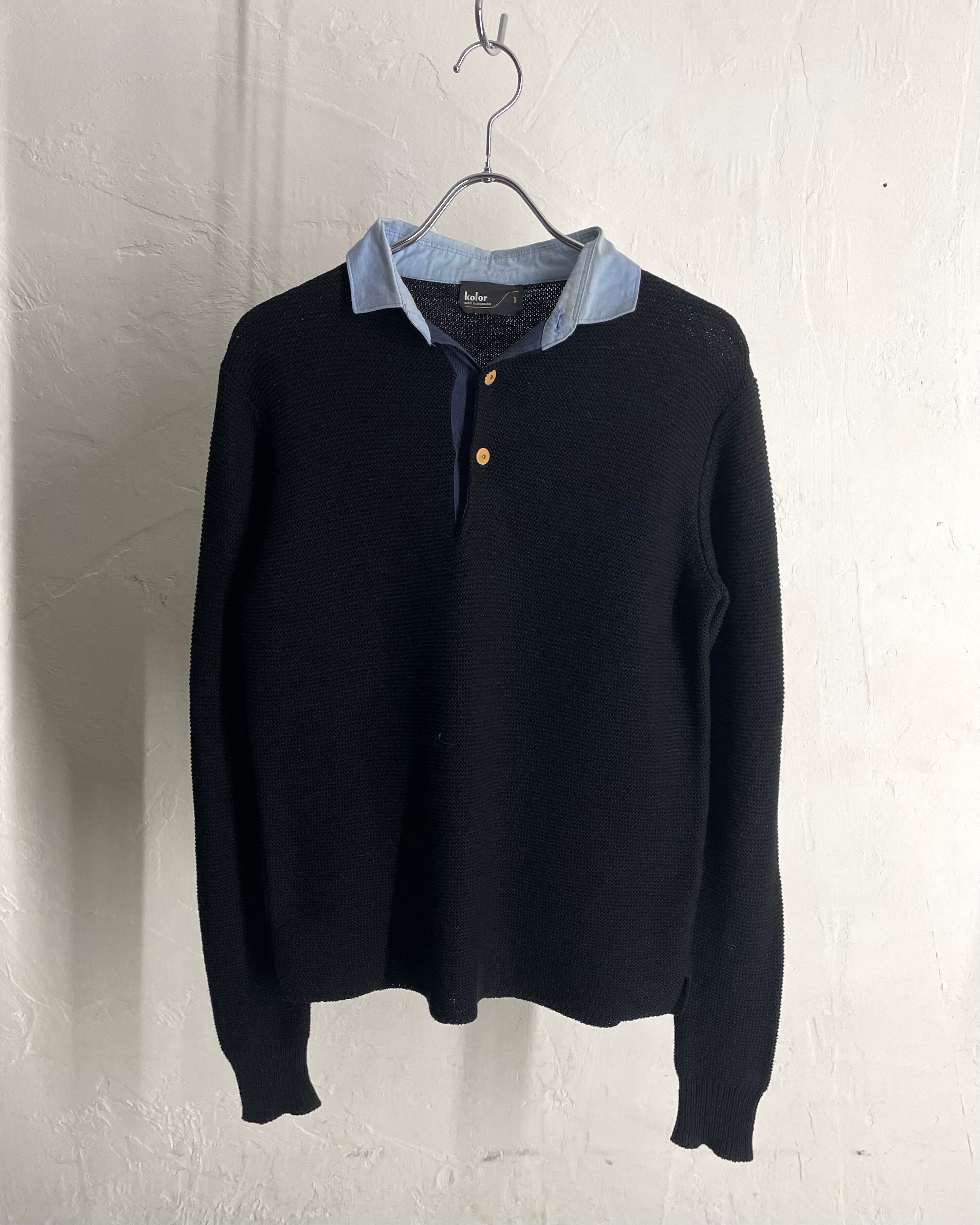 13SS Kolor Denim Collar Knit Polo Shirt