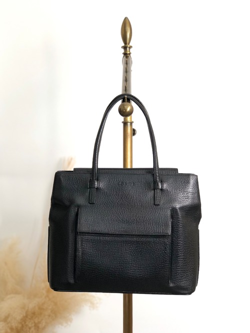 LOEWE ロエベ ハンドバッグ ブラック ロゴ型押し レザー vintage ヴィンテージ オールド xvn4mm