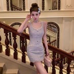 Diamond Chain Waist Strap Dress