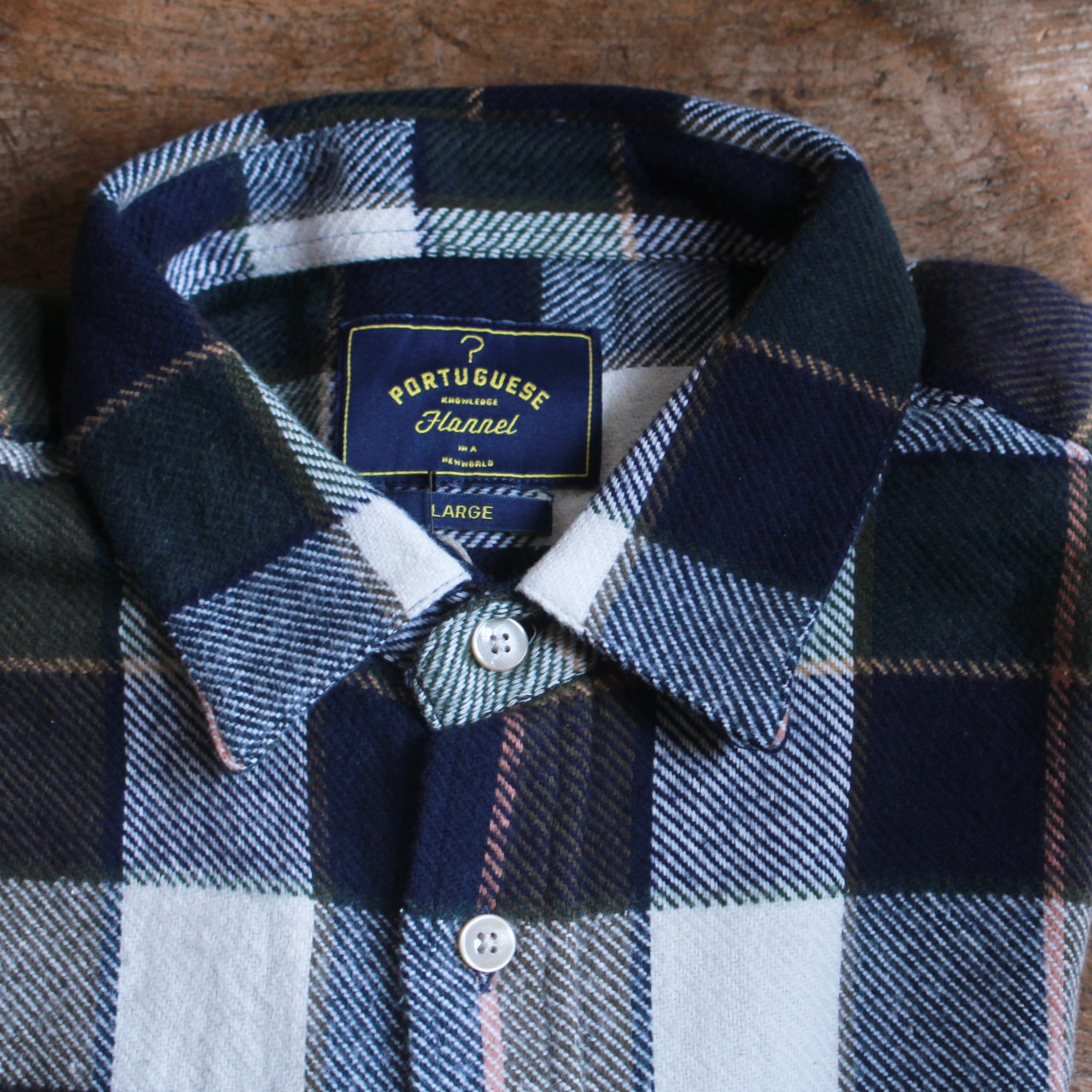 Portuguese cotton flannel shirt - tartan check pink line -