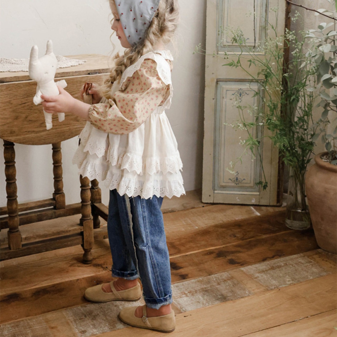 「予約販売」秋フリル付きジンズ