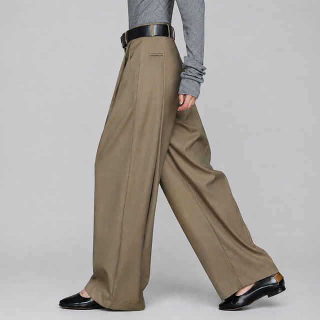 Wide leg tuck trousers A00078