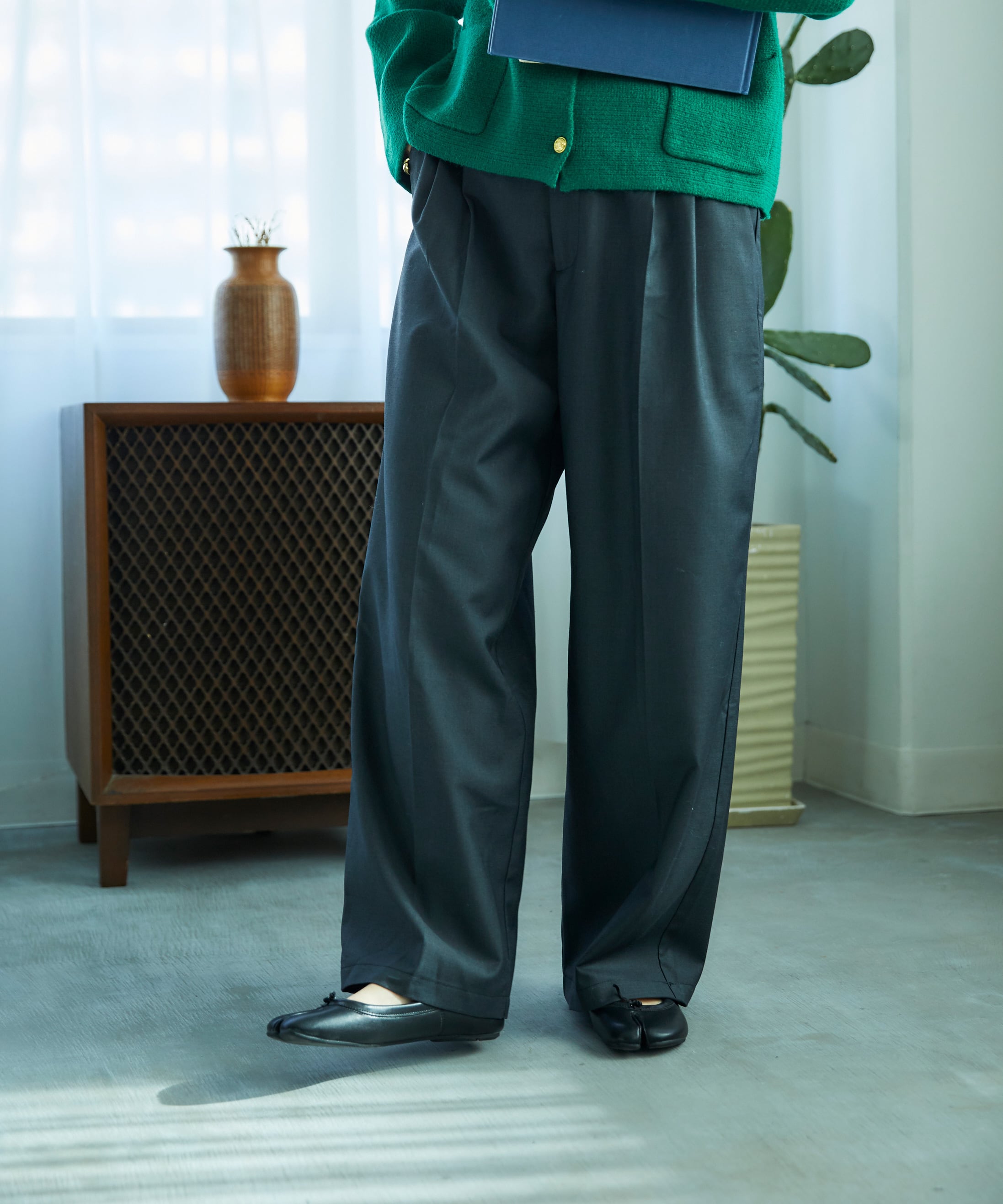 ハイウエストタックワイドパンツ Wn005 Poet ハイウエストタックワイドパンツ Wn005 Poet