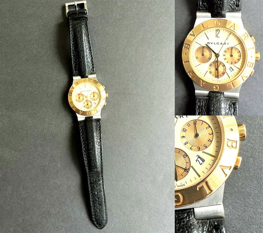 BVLGARI ブルガリ K18 YG ゴールド コンビ ディアゴノ クロノグラフ