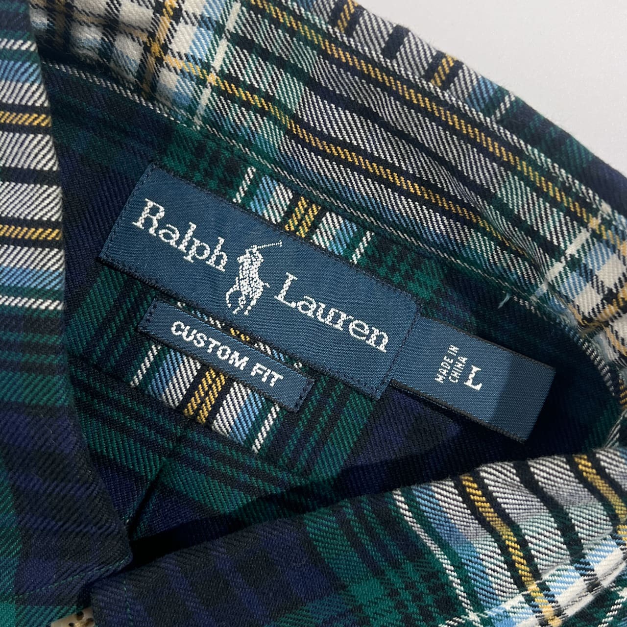 00s Ralph Lauren ラルフローレン CUSTOM FIT チェック柄 BD ボタンダウン 長袖シャツ L/メンズ オールド