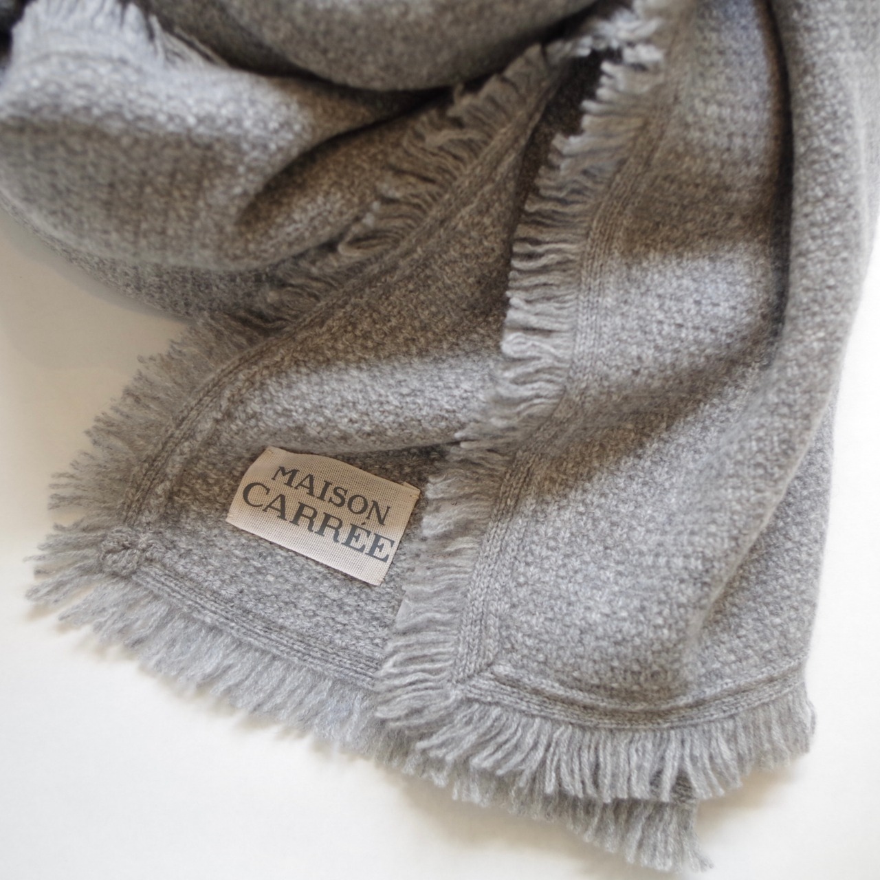 MAISON CARRÉE CASHMERE Fringe STOLE "MIX GRAY"