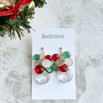 透明感の美しい　クリスマスカラーのつぶつぶサークルピアス イヤリング