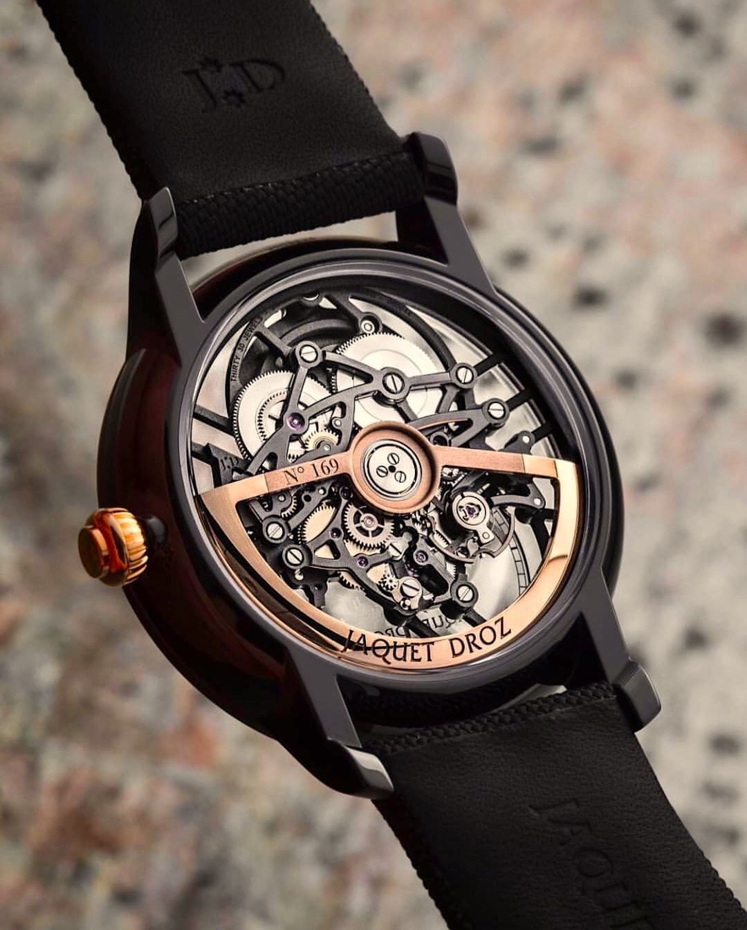 【JAQUET DROZ ジャケ・ドロー】GRANDE SECONDE SKELET-ONE CERAMIC　グラン・セコンド スケルトン（ブラックセラミック）／国内正規品 腕時計