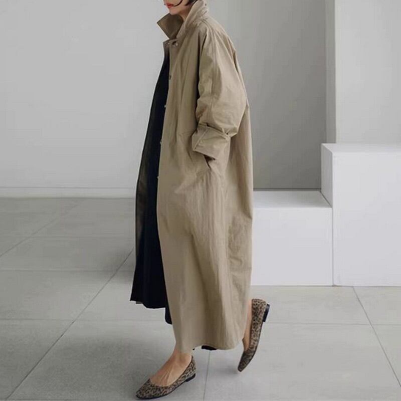 single-breasted windbreaker coat W00040